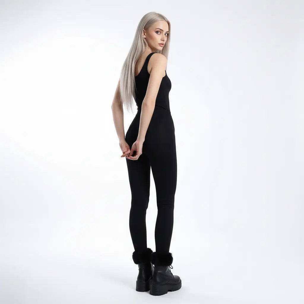 Dames Zwarte Veterlaarzen met Warme Voering Nordlyre